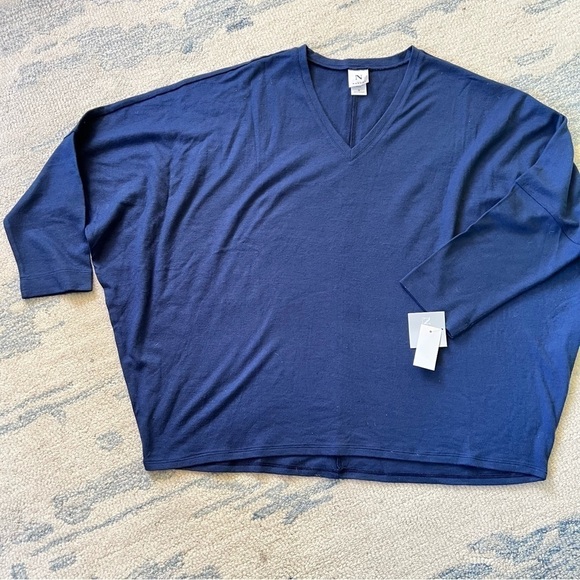 NATORI OVERSIZED SLOUCHY PULLOVER DOLMAN SLEEVES BLUE SWEATER SIZE MEDIUM NWT - Picture 1 of 8